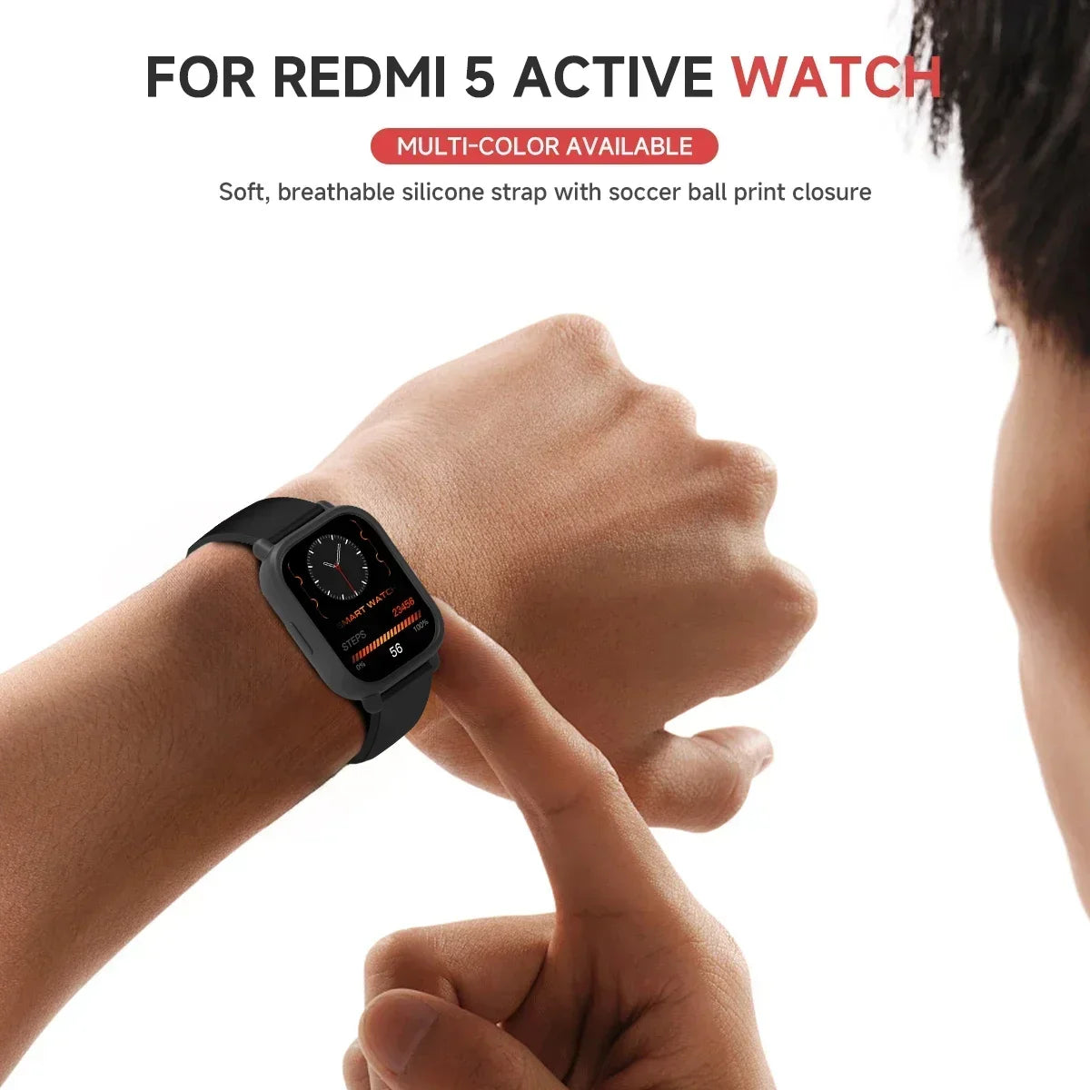 Silicone Case + Strap for Redmi Watch 5 Lite / 5 Active Repacement Bracelet Belt Smart Watchband Protective Shell Cover Qme