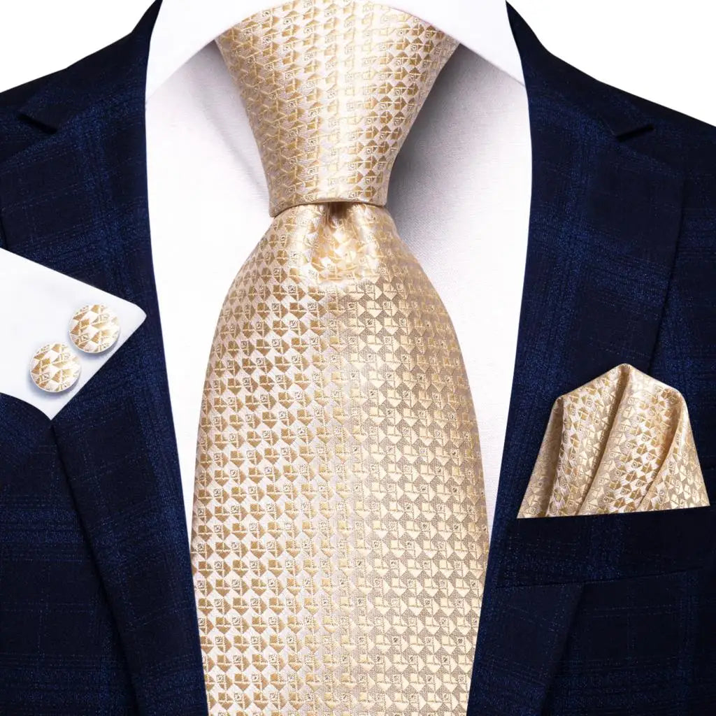 Hi-tie Men Fashion Solid Green Blue Necktie Handkerchief Cufflinks Qme SN-3782