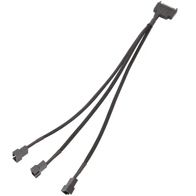 30CM 4Pin To 3-way Y Splitter Cable Fan 4-pin To 3x4Pin/3Pin PC Computer Notebook Computer Accessories Extension Cable Qme black