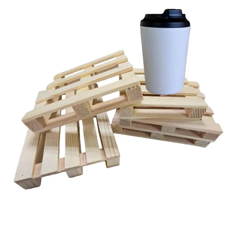 Cold Drinks Mini Wooden Pallet Beverage Coasters Wood Flower Pot Qme