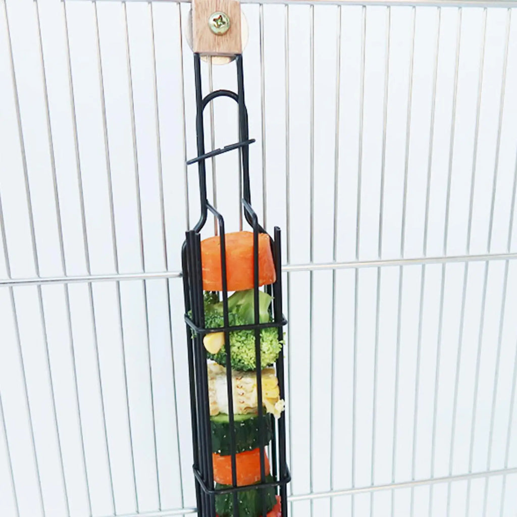 Bird Enrichment Toys Metal Feeding Cage Accessories Supports Feeders Qme