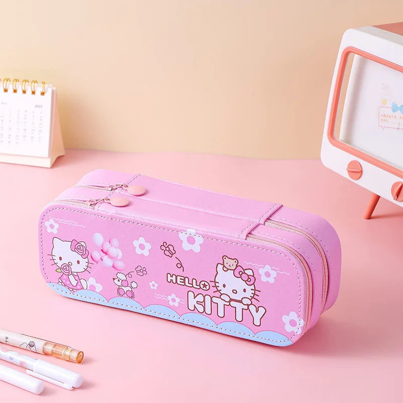 Hello Kitty Kuromi Double-Layer Large-Capacity Pencil Case Pencil Case Melody Student Cartoon Stationery Box & Storage Case Qme 4