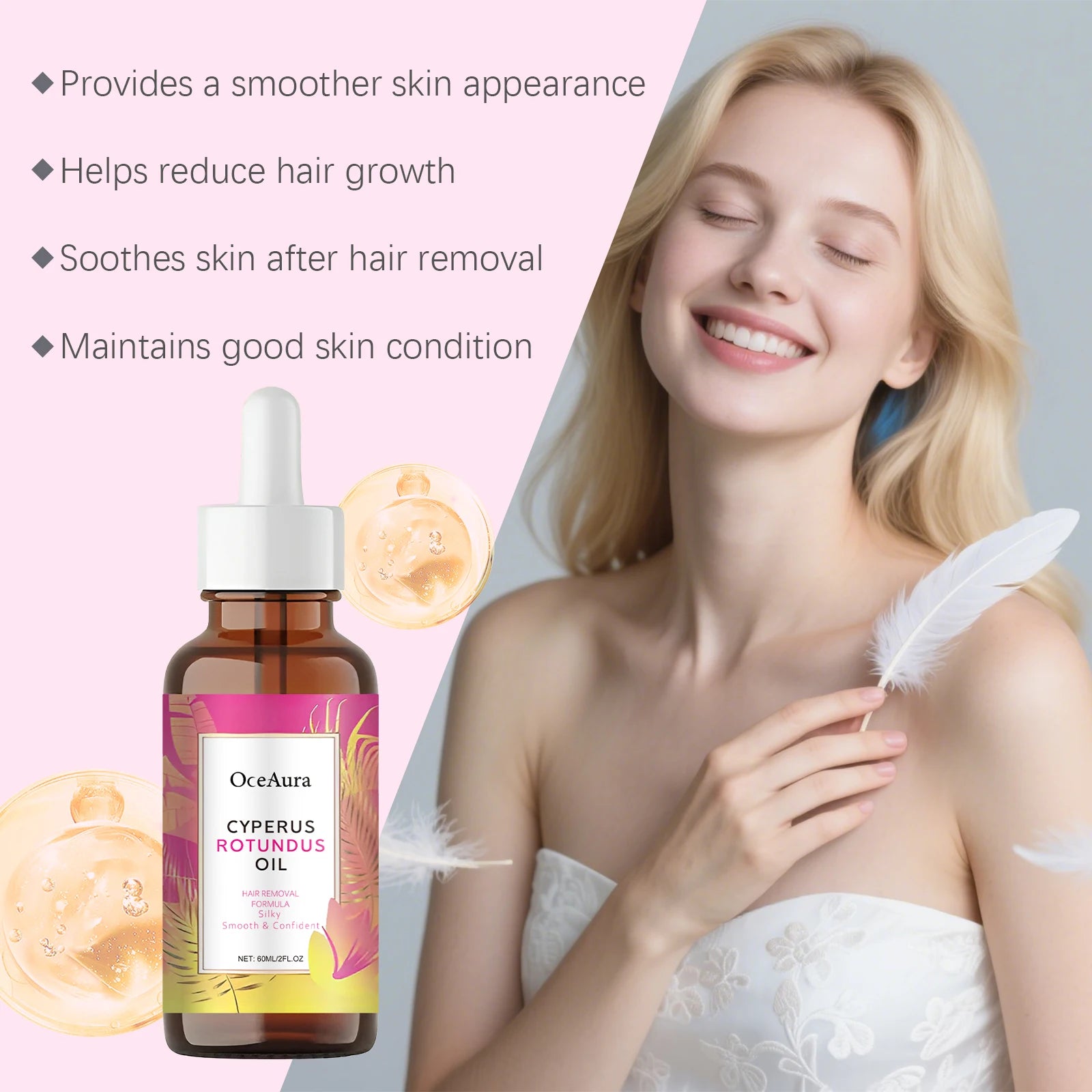 Cyperus Rotundus Oil Body Hair Remover Armpit Leg Arm Reduces Hair Growth Moisturizes Gentle Care Essential Oil for Smooth Skin Qme