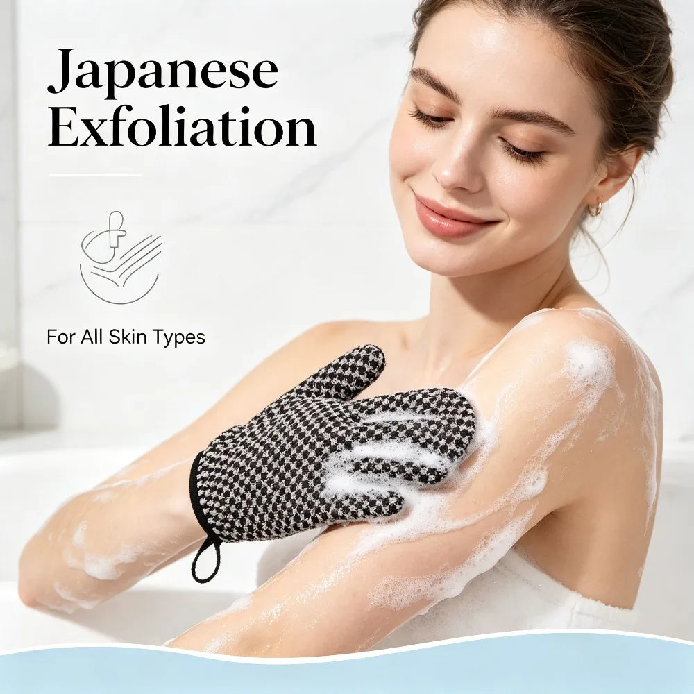 Soft Japanese Exfoliating Mitt Shower Glove Gentle Exfoliation Deep Qme