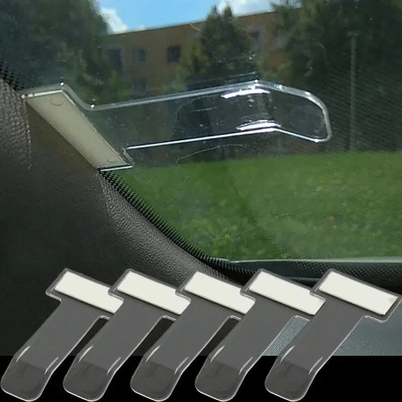 20pcs Transparent Car Window Parking Ticket Holder's Small Tool With Adhesive Pad Qme