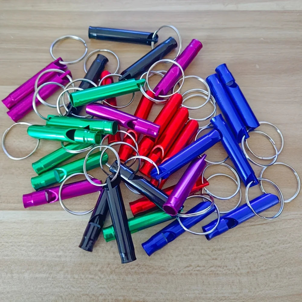 High Decibel Aluminum Alloy Survival Whistle, Portable Keychain Emergency Safety Whistle for Outdoor Camping Hiking Qme