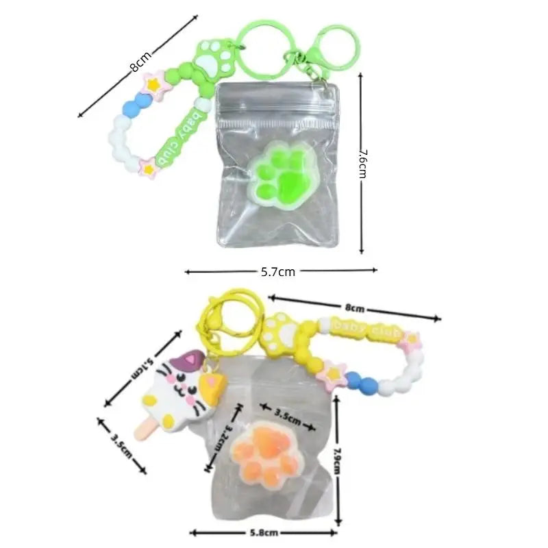 Cat Claw Stress Relief Squeeze Toy Ice Transparent Mini Keychain Cute Qme