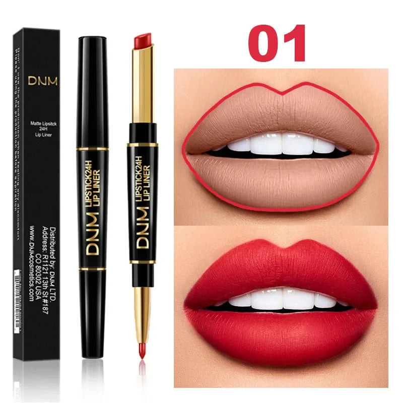 12 Colors 2 In1 Long-lasting Lip Liner Matte Lipsticks Portable Lip Pencil Waterproof Moisturizing Lip Makeup Contour Cosmetics Qme 01