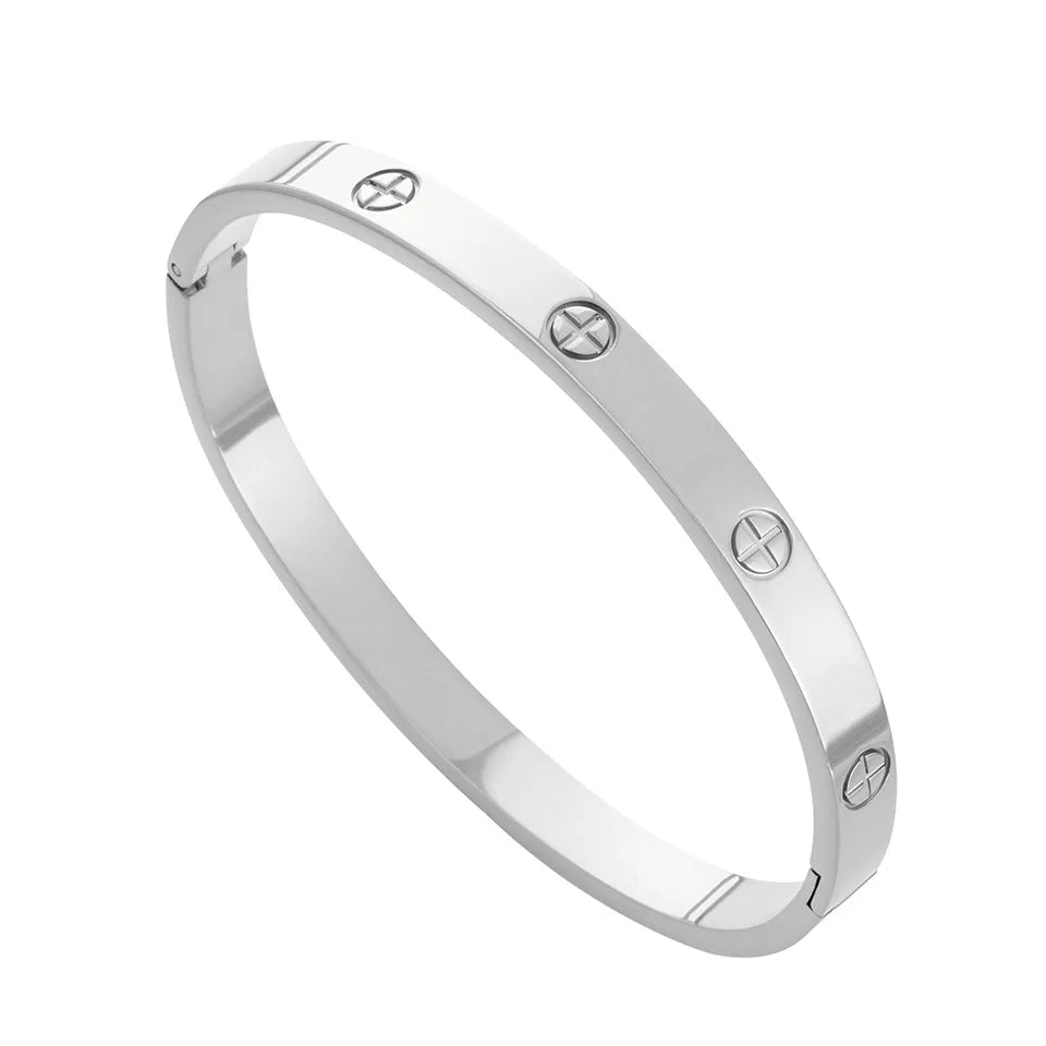 2PCS Colorful Shiny Zircon Stacked Bracelet Bangles High Quality Gold-plated Stainless Steel Jewelry Bracelet Bangles Set Gift Qme White Cross Bangle