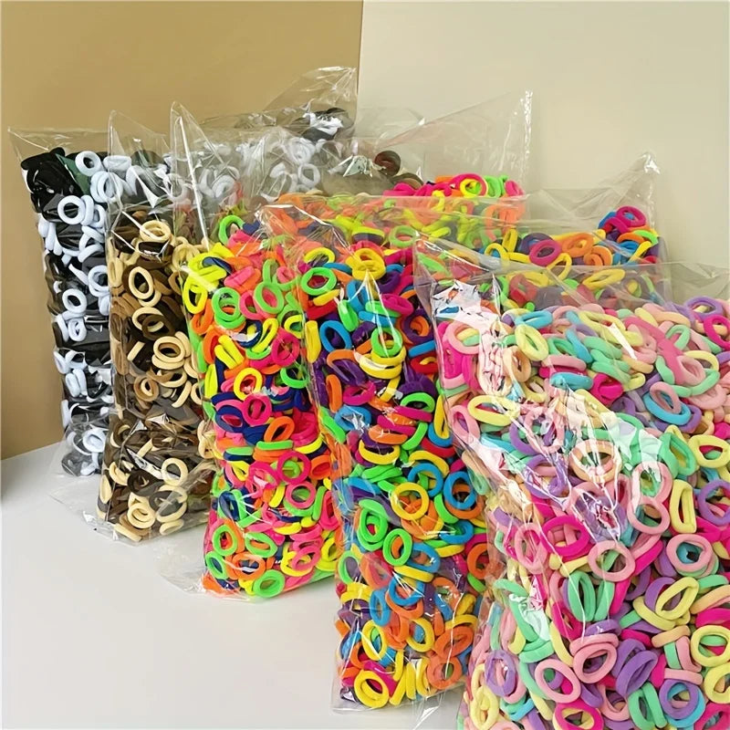 100Pcs Colorful Basic Nylon Ealstic Hair Ties For Girls Ponytail Hold Scrunchie Rubber Band Kid Fashion Hair Accessories Qme