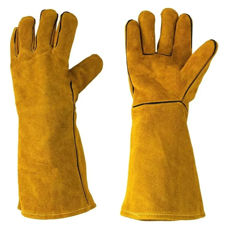 Cowhide Gloves Flame-retardant Welding Work Heat-proof Metal Qme YELLOW