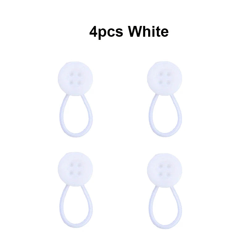 4Pcs removable cuff neckline retractable button, soft elastic neckline cuff extender, seam-free adjustable retractable button Qme 4pcs White