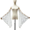 Elegant Long Tulle Sleeves Breathable Arm Decor Thin Sheer Bridal Gloves Comfortable Flower Embroidery Lace Arm Sleeves Qme White