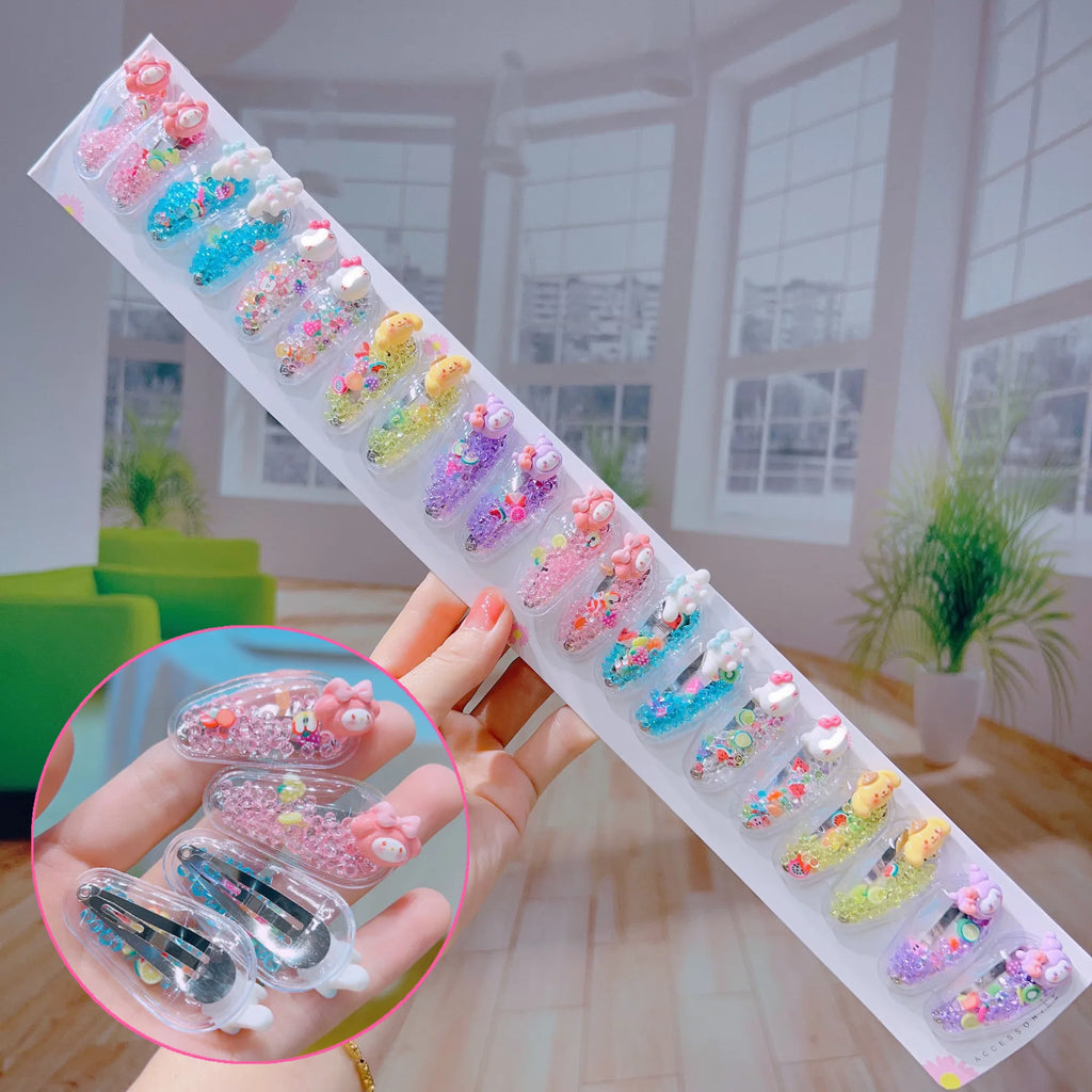 Hello Kitty Kuromi Cartoon BB Clips Cute Hair Clips Bye-Bye Clips Hair Accessories with Rhinestones Bangs Side Clips Qme 1