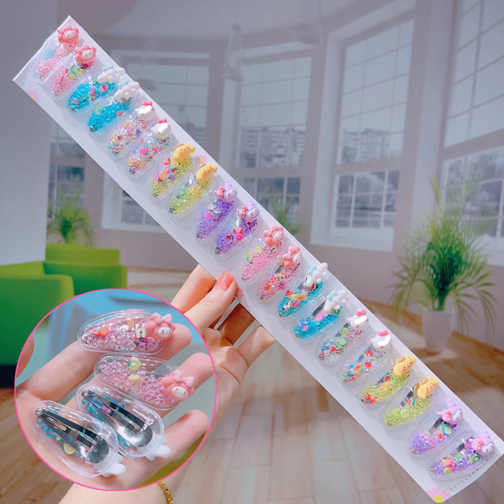 Hello Kitty Kuromi Cartoon BB Clips Cute Hair Clips Bye-Bye Clips Hair Accessories with Rhinestones Bangs Side Clips Qme 1