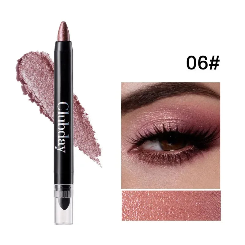 Double-sided Eyeshadow Stick Highlighter Brightening Pen with Pearlescent Glitter Matte Finish Shimmer Pigment Lasting EyeShadow Qme 06
