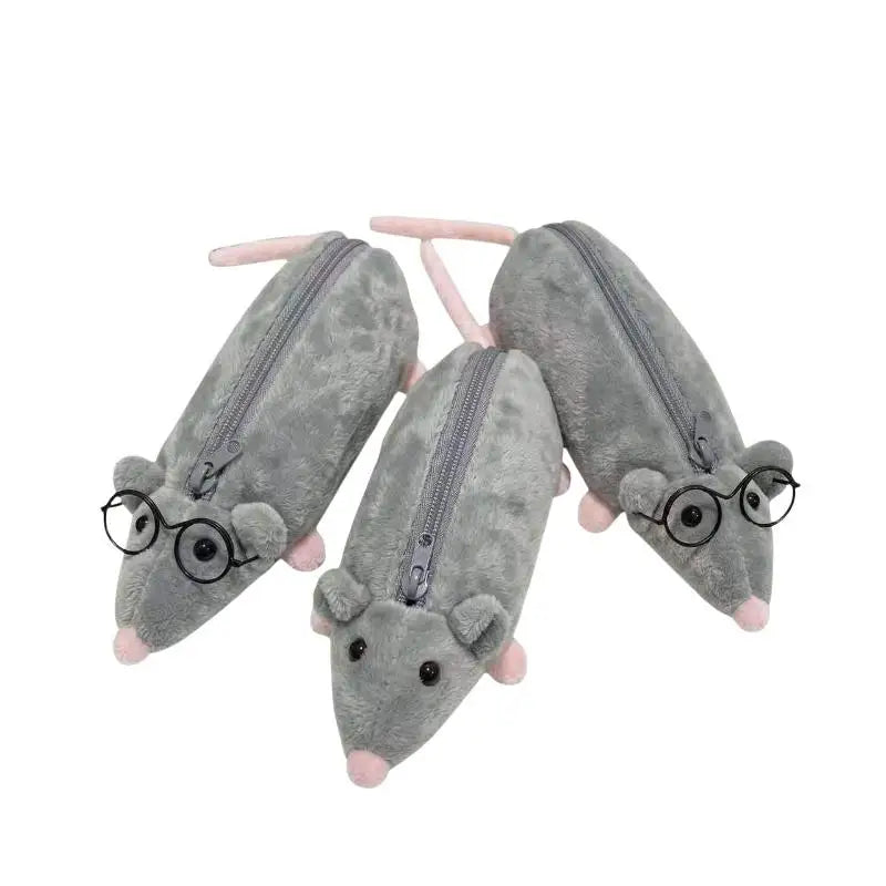 1PcsCute Flower Branch Rat Plush Pencil Case Makeup Bag Large Qme