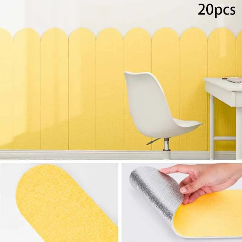 Foam Soft Wall Covering Peelable Panel Room Bedside Decoration Qme 60cmX15cm-20pcs huangse