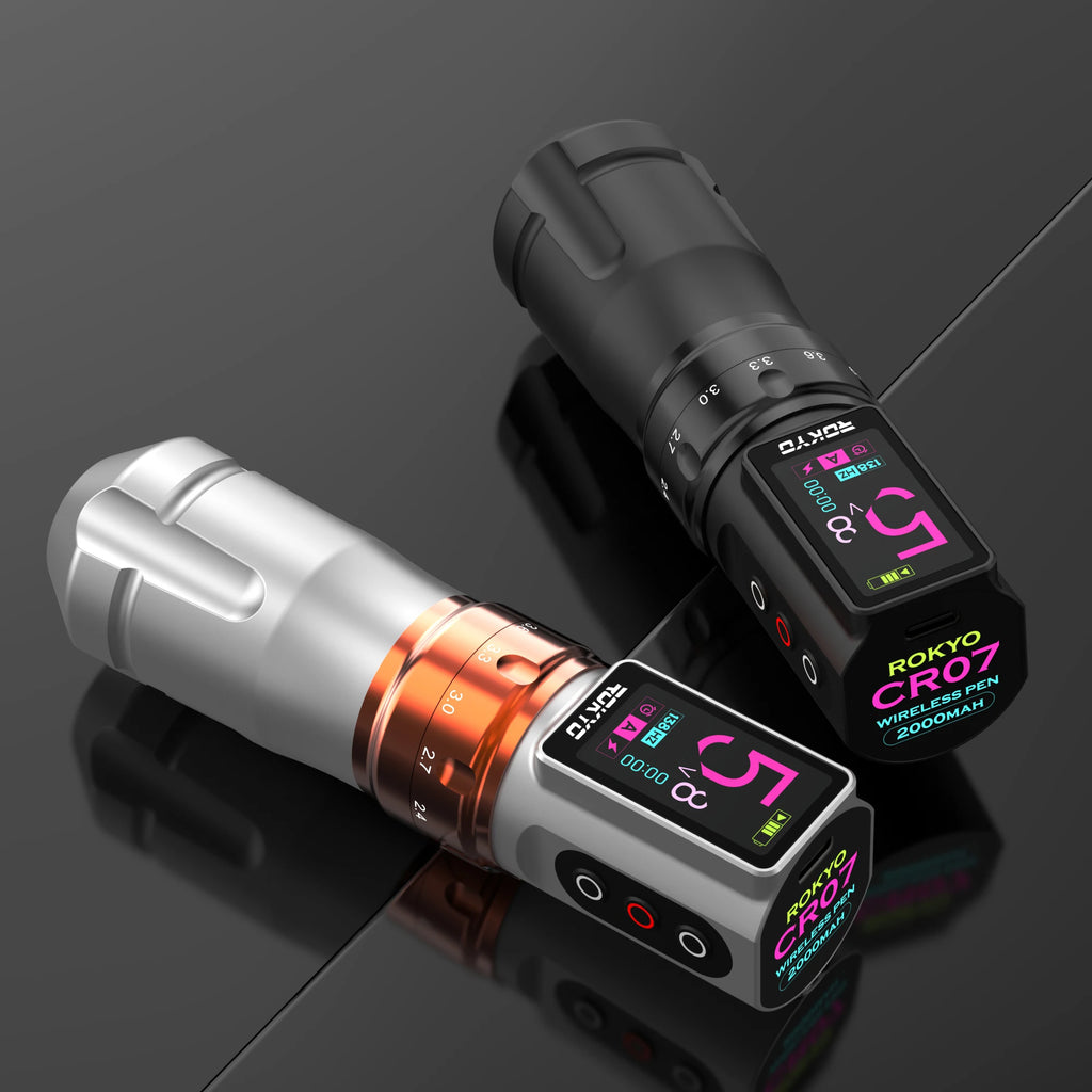 ROKYO CR07 Wireless Tattoo Machine Pen Adjustable Stroke 2.4-4.2mm OLED Display for Tattoo Artists Qme