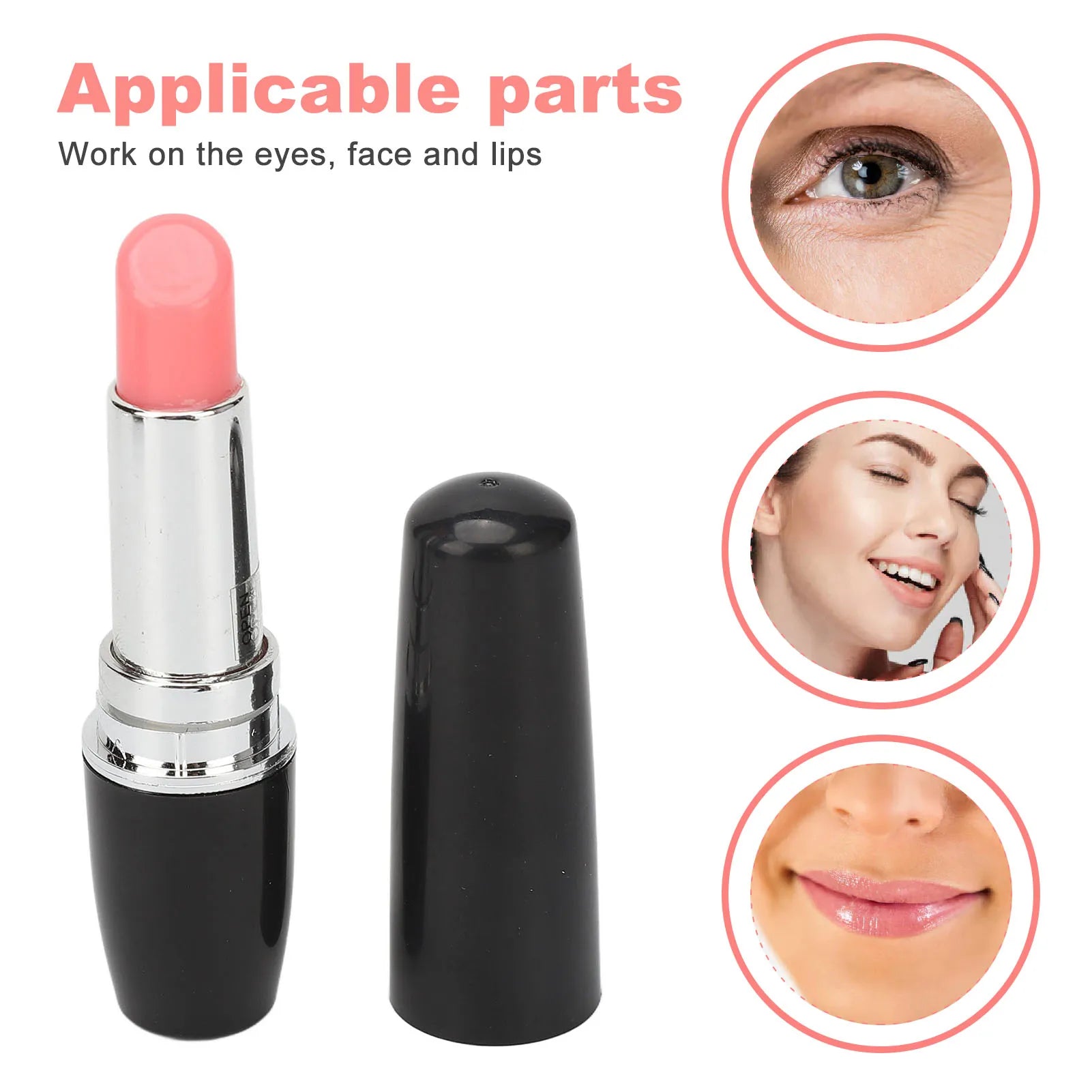 Portable Lipstick Massager Lipstick Massager Portable Black Lipstick Shape Vibration Face Massage Wand for Facial Eye Qme Default Title