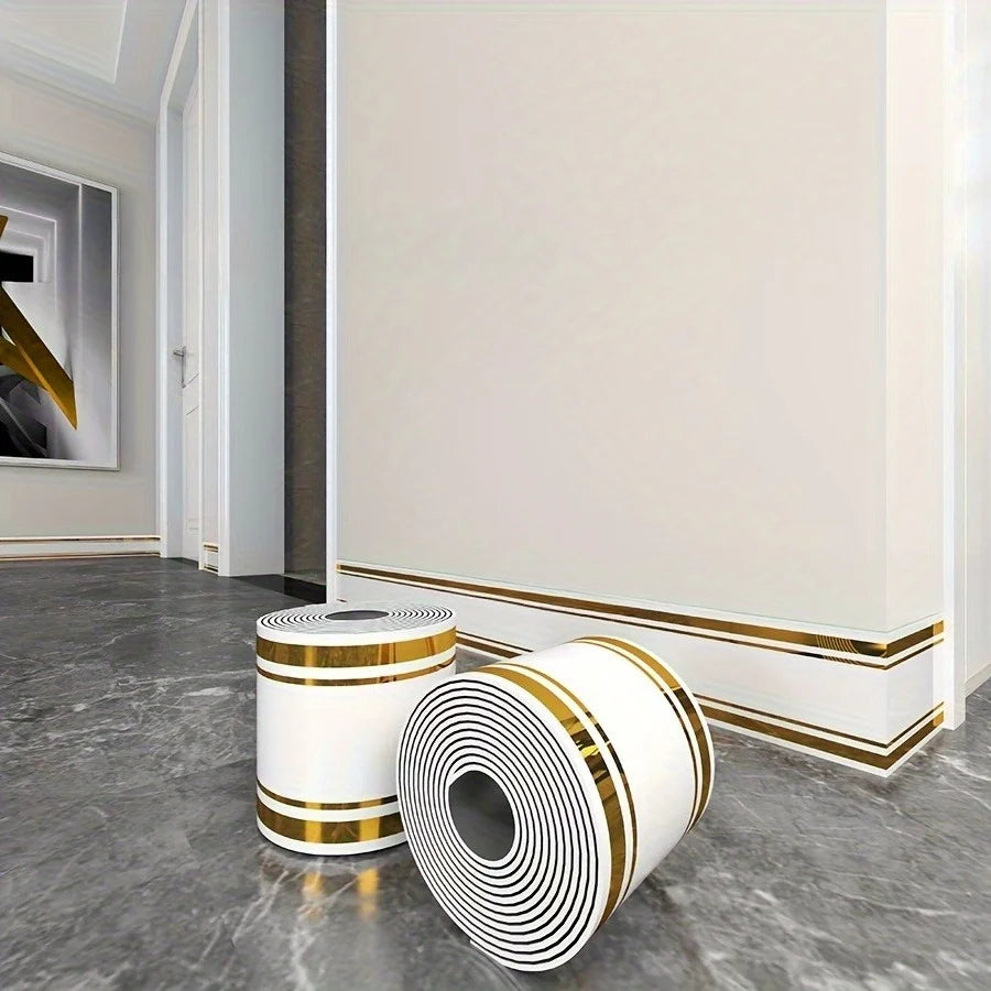 Roll Up Self-Adhesive Skirting Board Anti-Collision and Waterproof Waistline Living Room and Bedroom Decorative Wall Stickers Qme DW-233 1pcs
