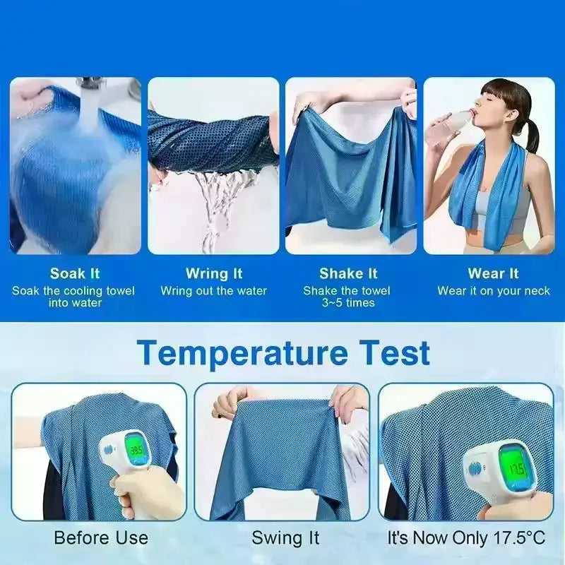 Cooling Towel Neck Wraps Storage Box Chilly Pads Quick Dry Portable Qme