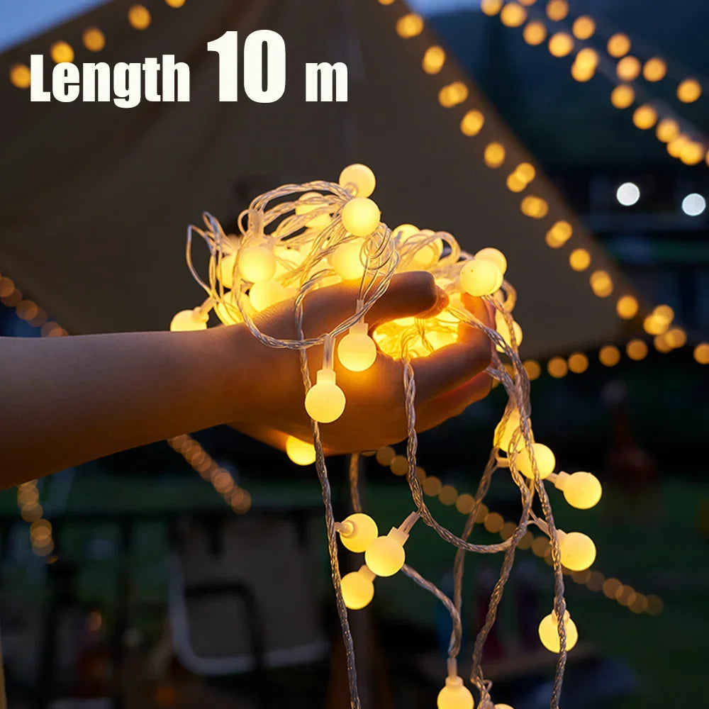 String Lights Camping Lamp Outdoor Crystal Globe Waterproof USB Qme length 10 m