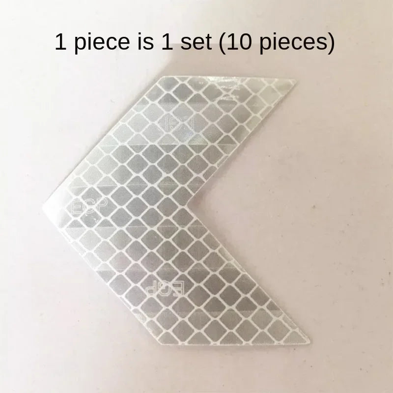10pcsCar Electric Motorcycle Body Decoration Modified Arrow Reflective Stickers Diamond Warning Stickers Qme white