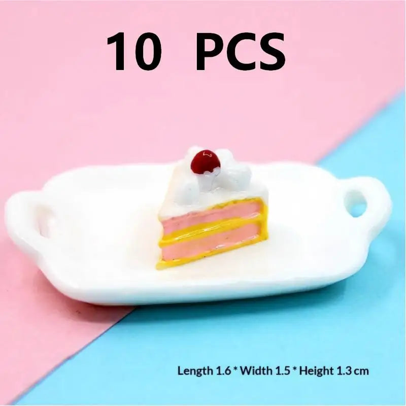 10Pcs Resin Mini Cake Kawaii Fake Food Miniature Embellishments For Craft Cell Phone Cover Decor Accessories Qme A6