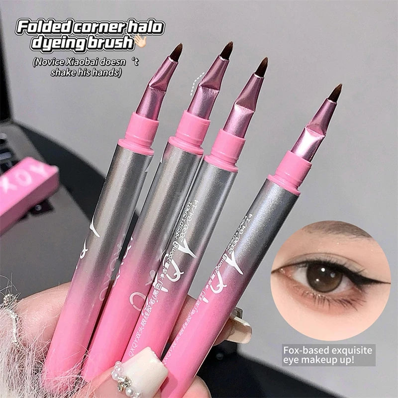 Double Head Eyeliner Gel Pencil with Angled Brush Long-lasting Natural Red Black Brown Non-smudge Quick Drying 3D Silkworm Pen Qme