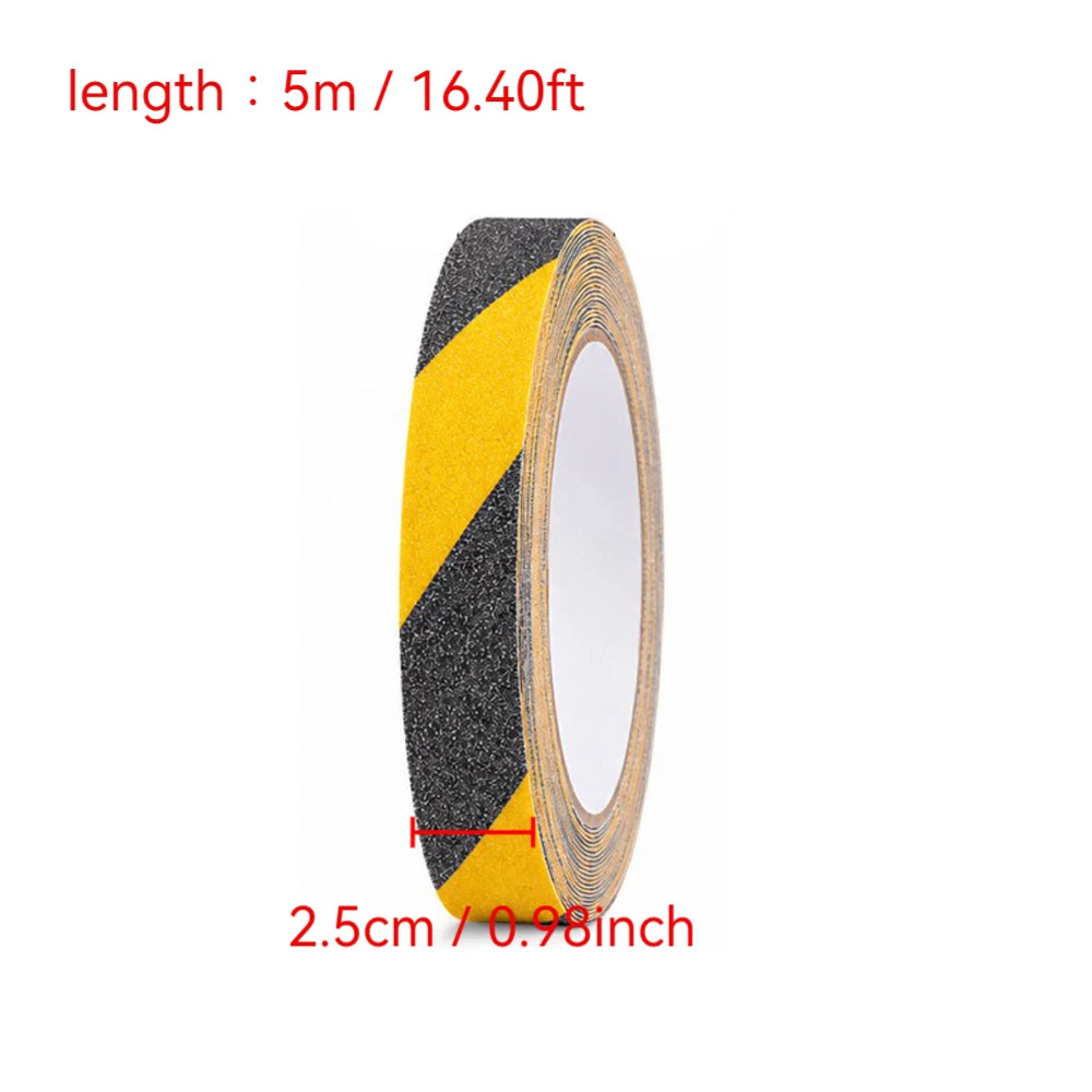 Anti Slip Adhesive Tape 5M Non Skid Traction Strip for Bathroom Bathtub Edge Shower Floor Tile Kitchen Stair Treads Qme Black Yellow 2.5cm