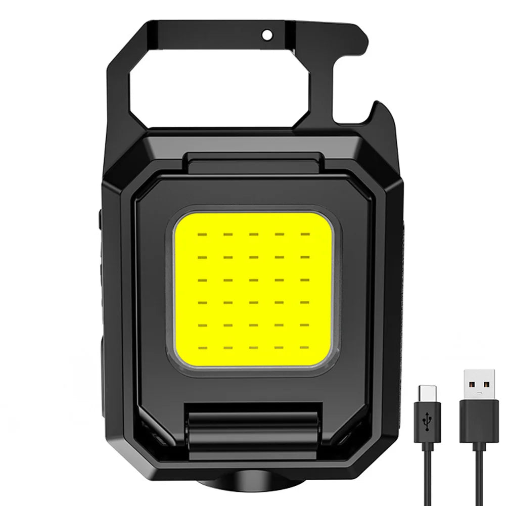 XPE Mini Keychain Light 1000LM COB LED Pocket Flashlight 800mAh Type-C USB Rechargeable IPX4 Waterproof Portable Outdoor Tool Qme