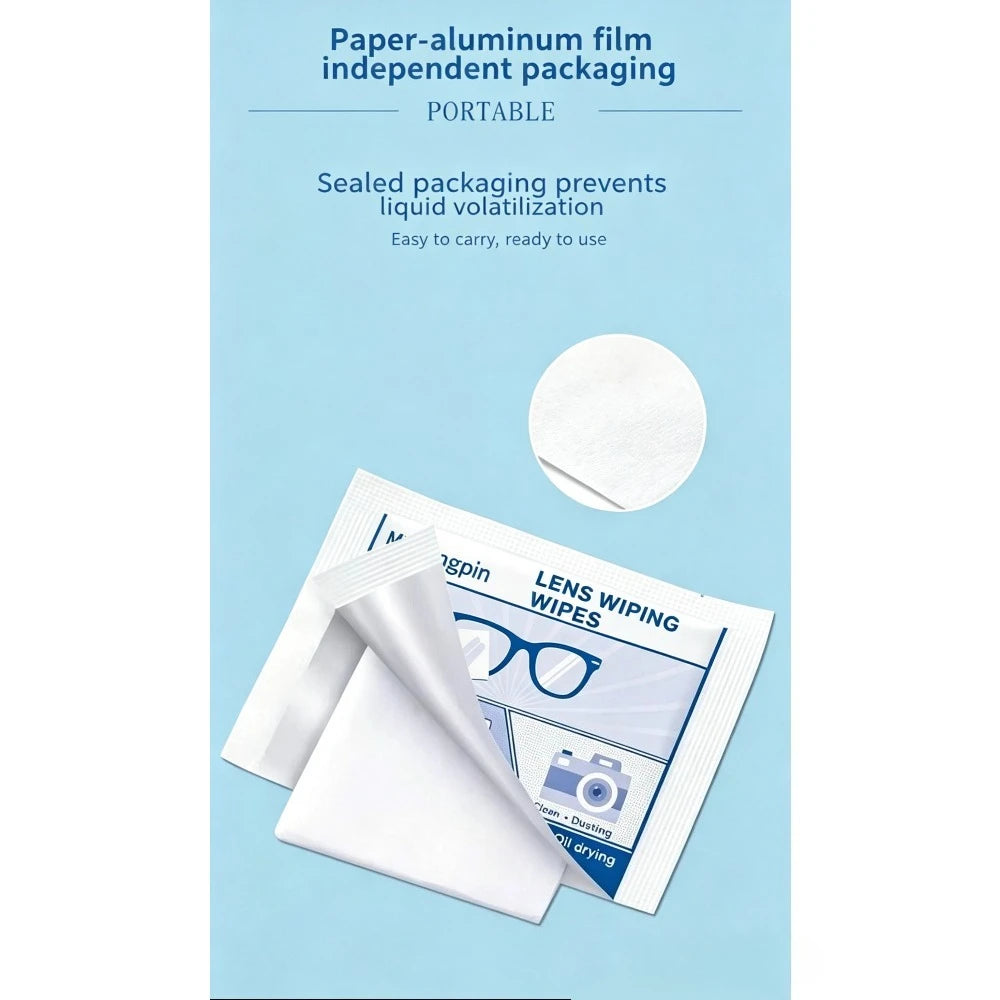 Anti-fog Cleaning Wipes for Glasses, Individually Wrapped, Long-lasting Anti-fog Without Blurring, Wipes Without Leaving Streaks Qme