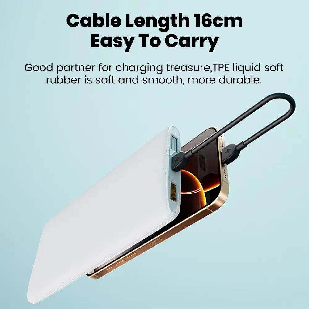 60W PD Fast Charging Short Cable Portable Lanyard Keychain Dual Type C Quick Charge Cable For iphone 15 16 Samsung Xiaomi Huawei Qme