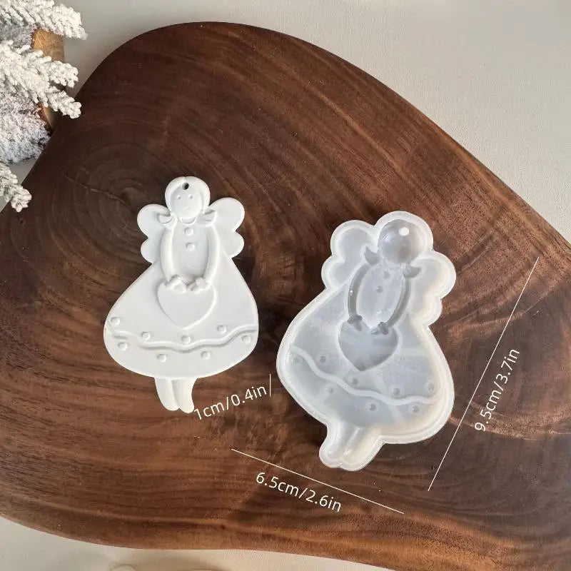1Pcs Christmas Tree Hanging Ornament Plaster Concrete Resin Mould DIY Angel Love Girl Silicone Mold Girl Craft Supplies Qme A2