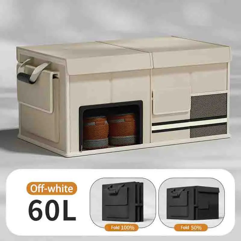 Car Trunk Storage Box Car Storage Box Large Capacity Car Organizer Storage Box Foldable Save Space Strong Load-Bearing Capacity Qme Off-white 60L