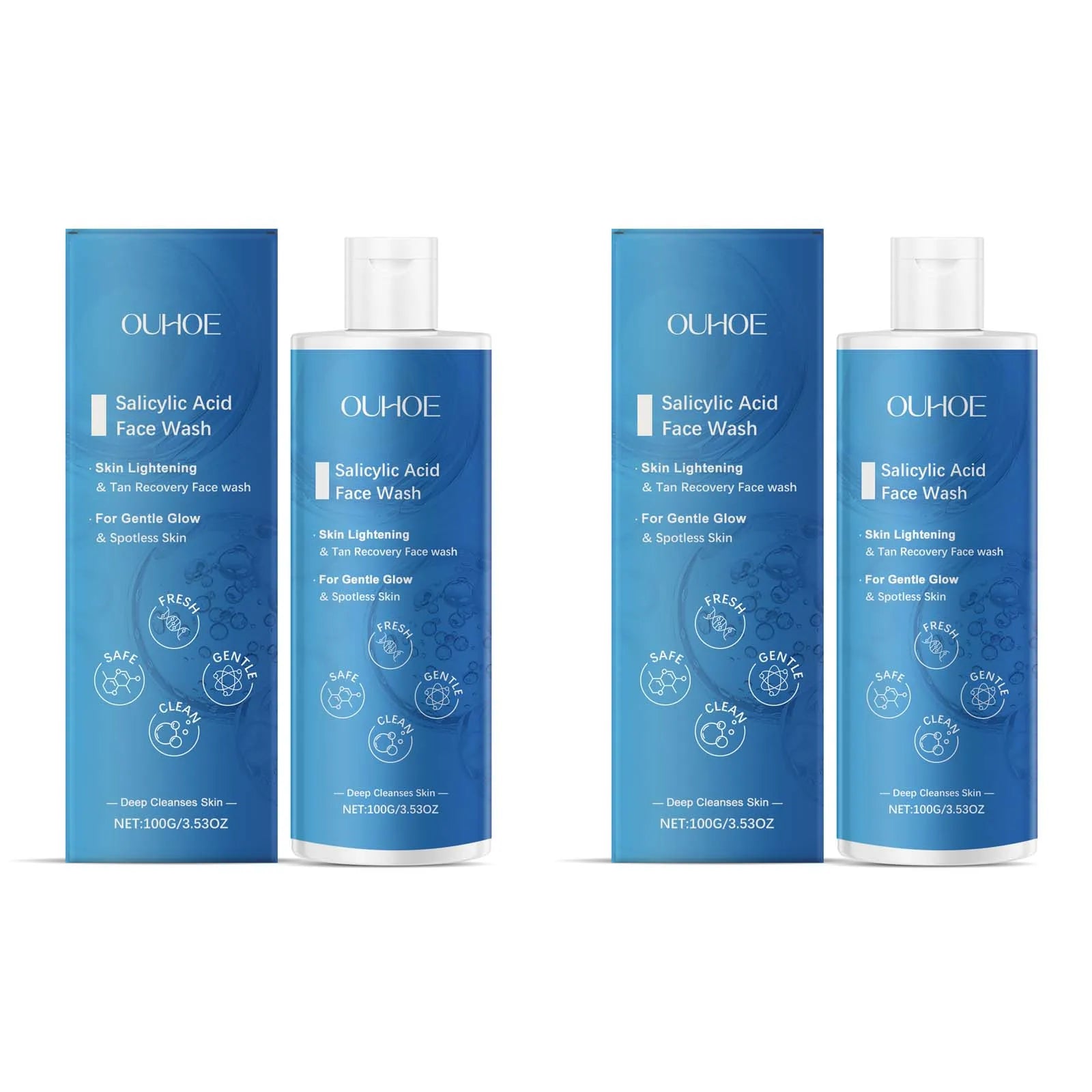 Salicylic Acid Facial Cleanser Acne Treatment Moisturizing Oil Control Skincare Face Wash Cleansing Pore Hydrating Skin Care Qme 2Pcs