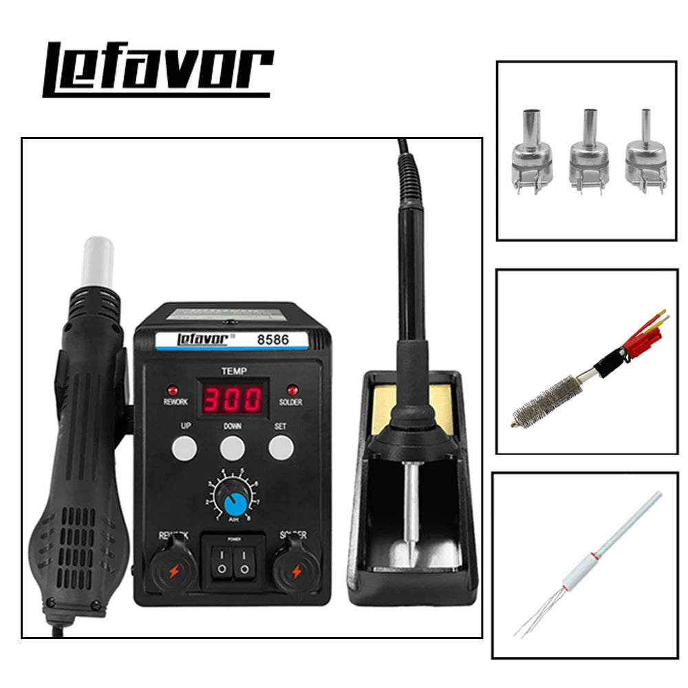 1 Digital Soldering Station Air Gun Solder Iron SMD BGA Rework Qme SET2 220V EU plug