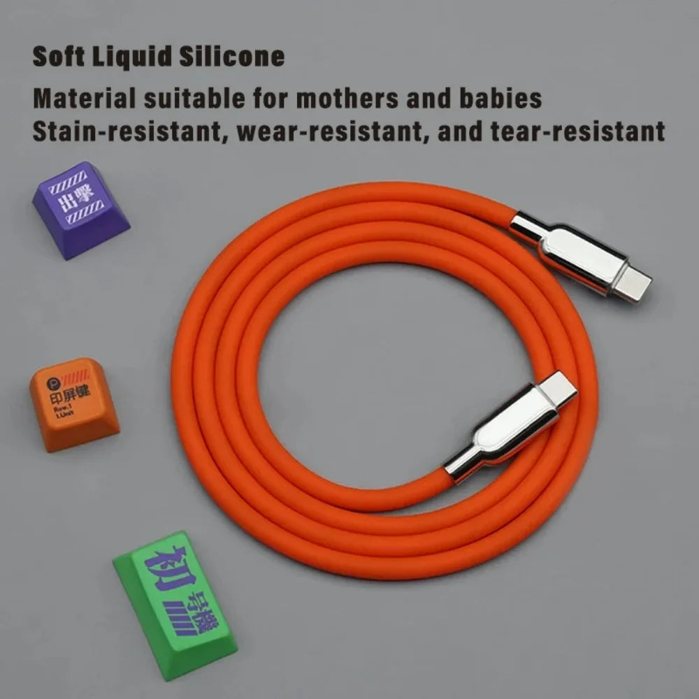 240W USB C Type-C Liquid Silicone Cable PD Fast Charging Cable Quick Charge Line for iPhone 15 17 Pro Huawei Samsung S23 Xiaomi Qme