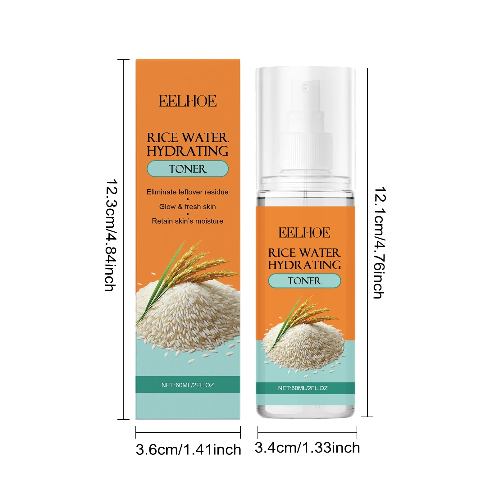 Rice Skincare Set 5 IN1 Gentle Brightening Makeup Remover Makeup Remover Toner Face Cream Eye Cream Moisturizing Glowing Skin Qme Toner