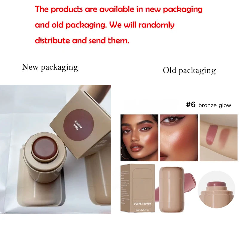 3in1 Cheek Lip Tinted Moistured Blush Stick Waterproof Easy Rouge Qme