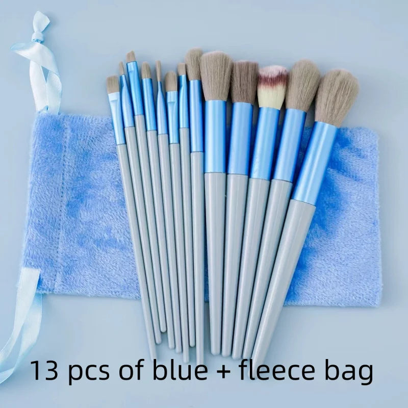 13pcs Professional Makeup Brush Set Soft Fluffy Cosmetic Brushes for Foundation Powder Eyeshadow Blending Beauty Tools Qme 13pcs blue bag