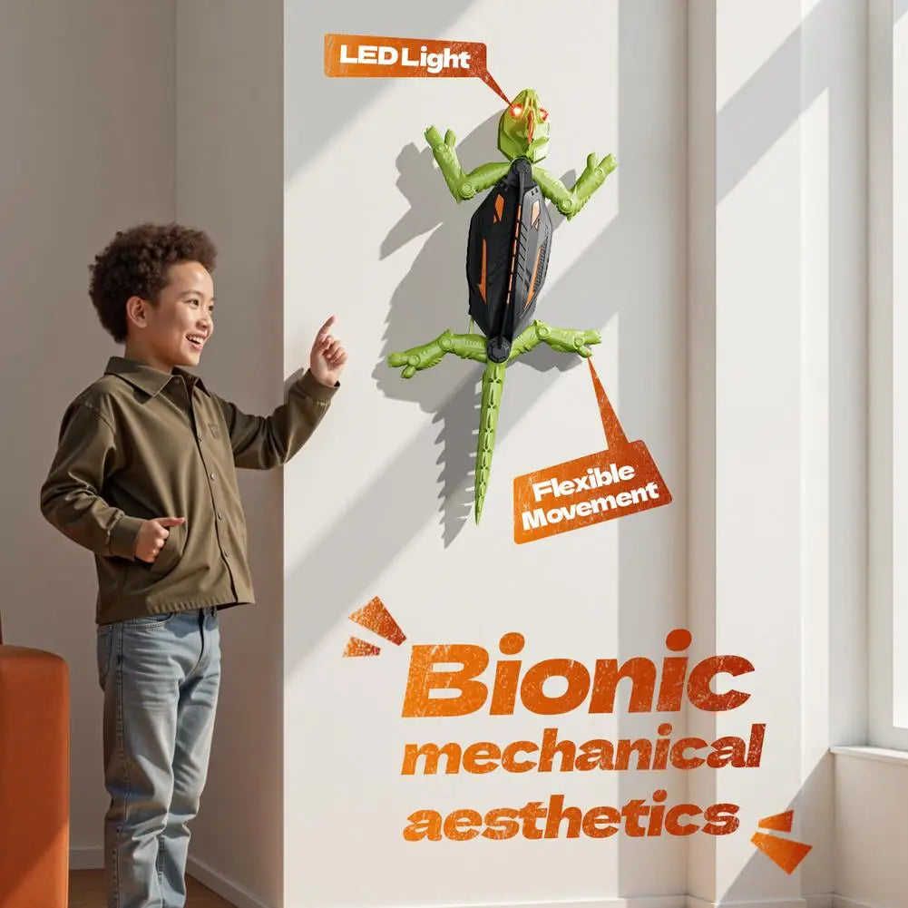 Realistic Biomimetic RC Wall Climbing Lizard Robot Toy, Remote Control Gecko that Climbs Glass & Smooth Walls Home Family Toy Qme