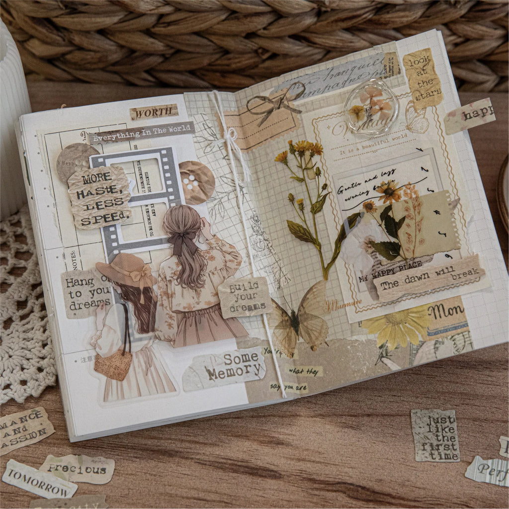 160 Sheets Embossed English Note Paper Stickers for DIY Scrapbook Guitar Mobile Phone Case Notebook Decoration Craft Qme
