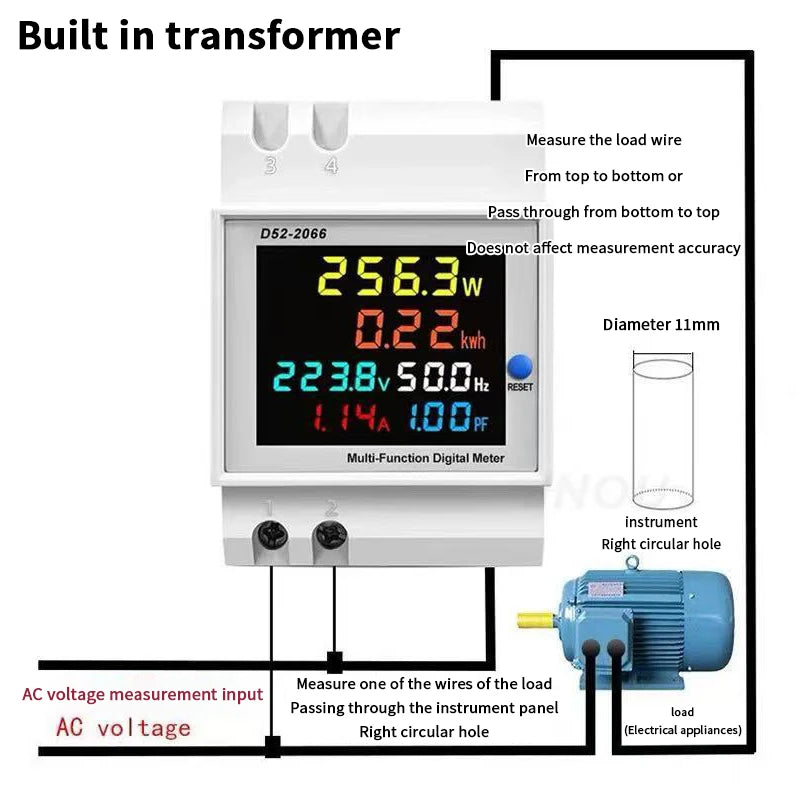 6IN1 Din Rail AC Monitor 110V 220V 380V 100A Voltage Current Power Factor Active KWH Electric Energy Frequency Meter. Qme