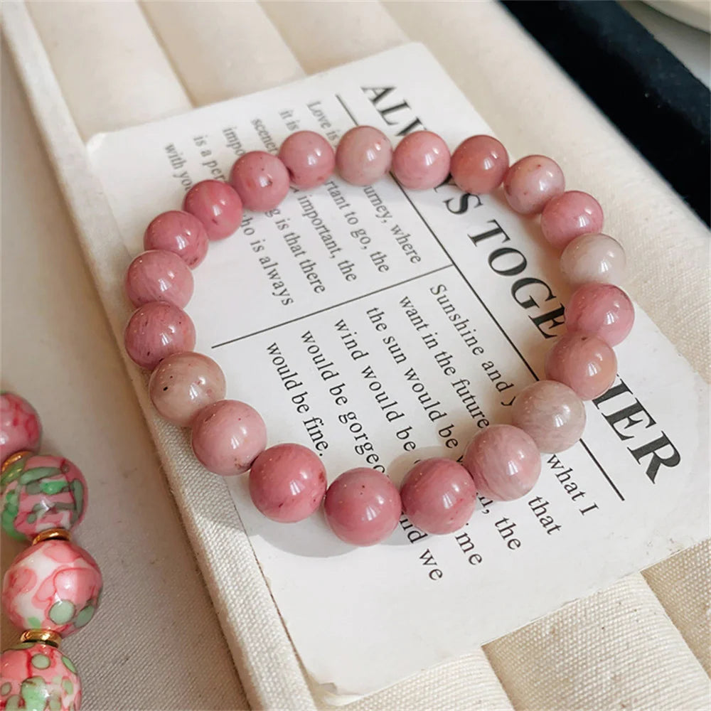 New Fashion Chinese Style Electroplated Pink Peach Blossom Series Ceramic Bead Bracelet Geometric Retro Luxury Design Bracelet Qme 2