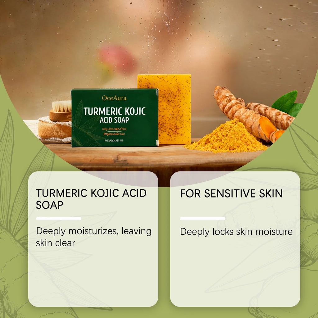 Brightening Turmeric Kojic Acid Soap Dark Spot Remover Deep Cleaning Moisturizing Evens Skin Tone Hand Made Soap Skincare Qme