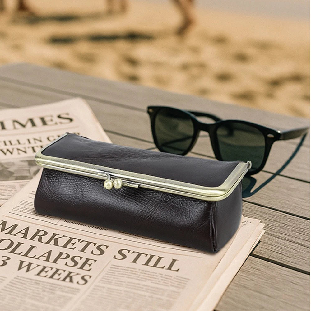 Fashion Genuine Leather Eye Glasses Bag for Eyeglass High Quality Handmade Glasses Case Box Sunglasses Protector Pouch Qme