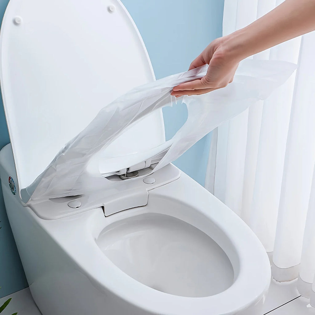 Travel Disposable Toilet Seat Covers - Waterproof Plastic Toilet Seat Protectors for Hygiene Qme