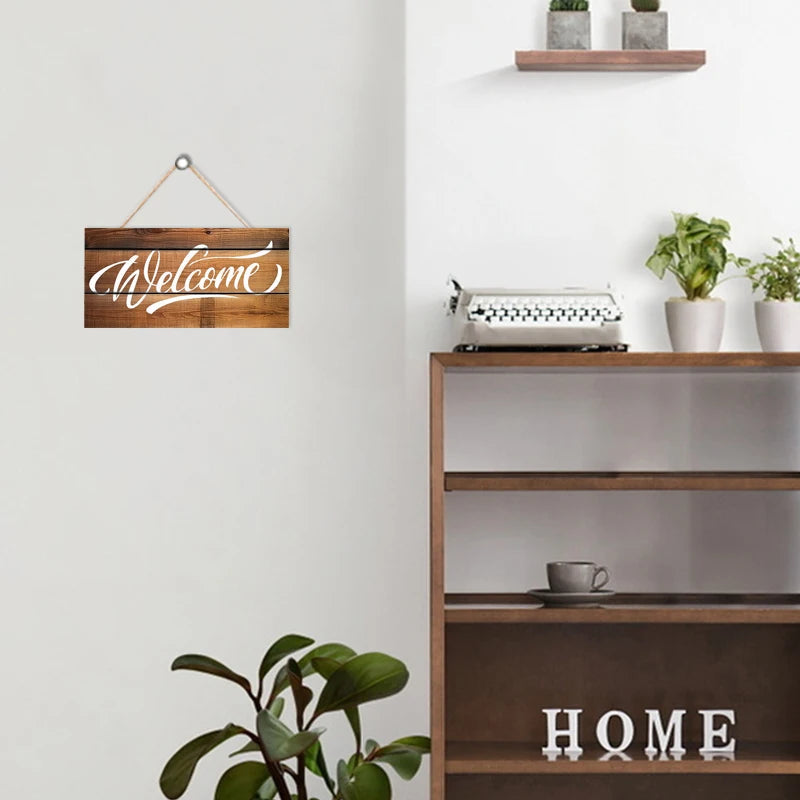 Rustic Welcome Wall Hanging Decor Wood Art Plaques Sign Door Sign for Home Living Room Decor Qme